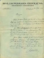 Max Tautenhahn Brief 1920
