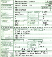 Preview: Honda Civic (Typ SB 1) Original Fahrzeugbrief 1975