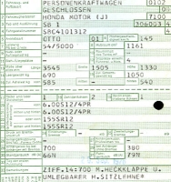 Preview: Honda Civic (Typ SB 1) Original Fahrzeugbrief 1976