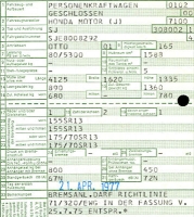Preview: Honda Accord (Typ SJ) Original Fahrzeugbrief 1977