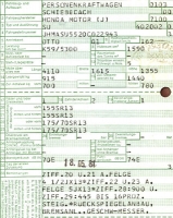 Preview: Honda Quintet (Typ SU) Original Fahrzeugbrief 1981