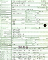 Preview: Honda Accord (Typ SJ) Original Fahrzeugbrief 1982