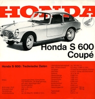 Preview: Honda S 600 Cabriolet und Coupé Prospekt 1964