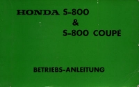 Honda S 800 / Coupè Bedienungsanleitung 1968