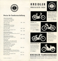 Kreidler Preisliste 1954