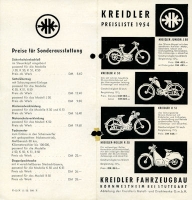 Kreidler pricelist 1954