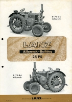 Lanz 25 PS Allzweck Bulldog D 7506 Prospekt 1930er Jahre