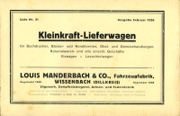 Preview: Manderbach Kleinkraft-Lieferwagen Katalog 1928