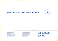 Mercedes-Benz 250 S SE 300 SEb Zusatz-Bedienungsanleitung 1967