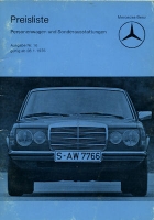 Mercedes-Benz pricelist 1.1976