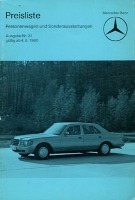 Mercedes-Benz pricelist 8.1980