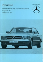 Mercedes-Benz pricelist 9.1981