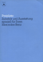 Mercedes-Benz accessories and equipment price list 8.1983