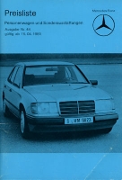 Mercedes-Benz pricelist 4.1985