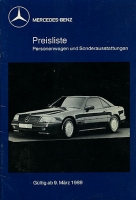 Mercedes-Benz Preisliste 3.1989