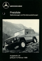 Mercedes-Benz Preisliste G und Sonderausstattung 2.1989