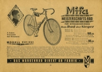 Mifa Fahrrad Programm 1930
