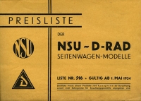 Preview: NSU Preisliste Seitenwagen Nr. 516 1934 Preview: NSU Preisliste Seitenwagen Nr. 516 1934