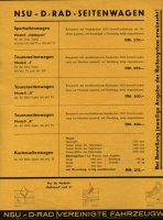 Preview: NSU Preisliste Seitenwagen Nr. 516 1934 Preview: NSU Preisliste Seitenwagen Nr. 516 1934