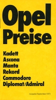 Opel Preisliste 9.1972
