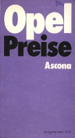 Opel Ascona Preisliste 3.1974