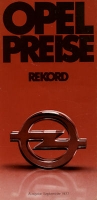 Opel Rekord Preisliste 9.1977