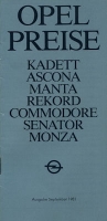 Opel Preisliste 9.1981