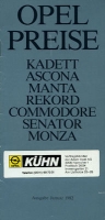Opel Preisliste 1.1982