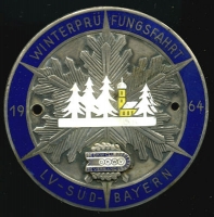 Plakette DKWV Winterprüfungsfahrt LV Südbayern 1964