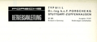 Preview: Porsche 911 L Bedienungsanleitung 1968