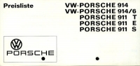 Porsche Preisliste 8.1969