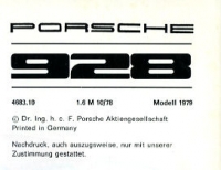 Preview: Porsche 928 Bedienungsanleitung 1979