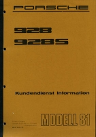 Porsche 928 / 928 S Kundendienst Information 1981
