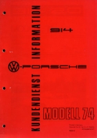 Porsche 914 Kundendienst Information Modell 1974