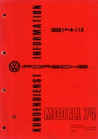 Porsche 914 1.8 Customer Service Information Model 1974