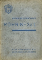 Röhr 8 Typ F 3,3 Ltr. Bedienungsanleitung 1933-34