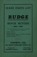 Rudge Ersatzteilliste 1937-1940 printed 1946