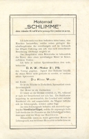 Schlimme 2,5 PS Prospekt ca.1924