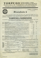 Torpedo Fahrrad-Preisliste 4.1930
