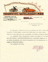 Trionette letter 1923