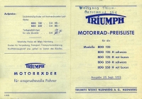Triumph pricelist 9.1952