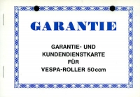 Vespa 50 ccm Roller Garantie- und Kundendienstkarte 1970er Jahre