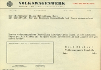 Volkswagenwerk Brief 1940