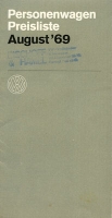 VW Preisliste 8.1969