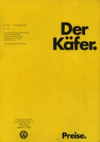 VW Käfer pricelist 8.1971