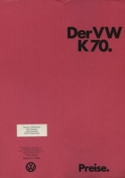 VW K 70 pricelist 8.1971 / 17.1.1972