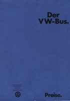 VW T 2 Bus Preisliste 8.1973