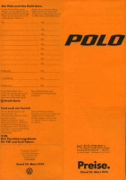 VW Polo Preisliste 1976