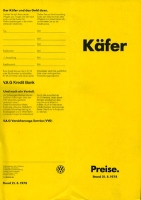 VW Käfer pricelist 8.1978