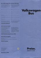 VW T 3 Bus Preisliste 8.1979